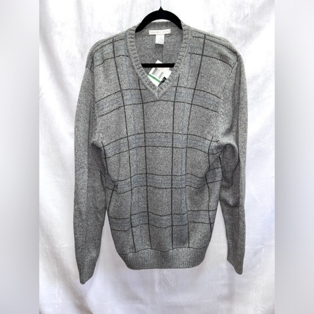 Geoffrey Beene Gray V-Neck Grandpa Academia Sweater L